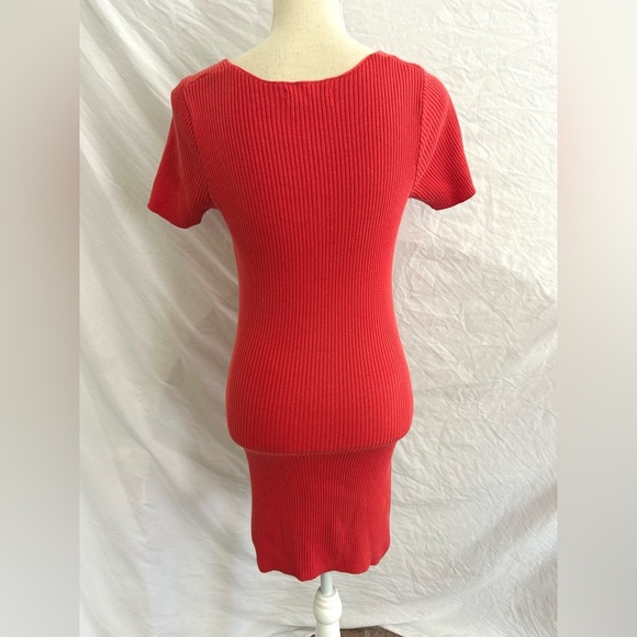 Urban Outfitters Red Ribbed Sweater Dress Bodycon Small - Picture 3 of 6